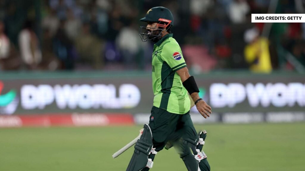 Mohammad Rizwan walks off the ground