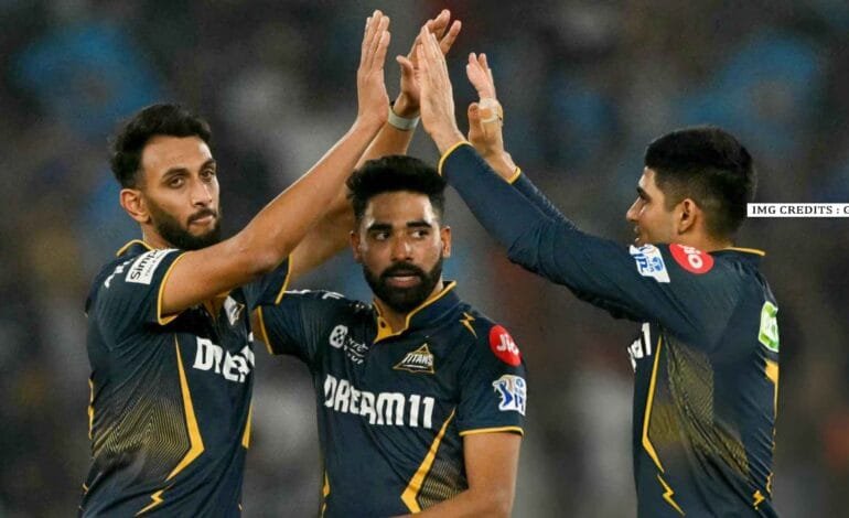Gujarat Titans celebrate their 36-run victory over Mumbai Indians in IPL 2025.