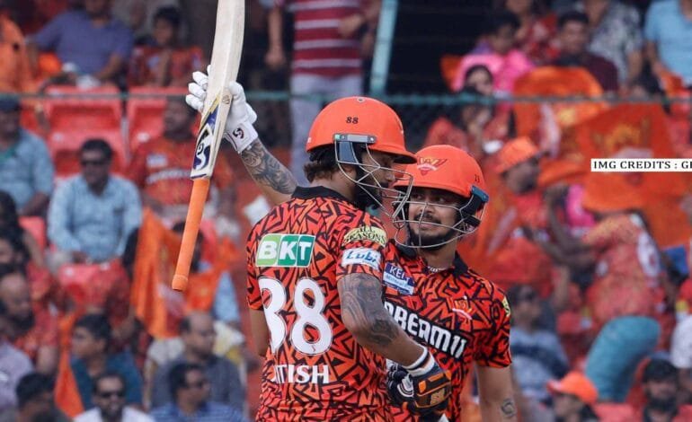 Ishan Kishan celebrating his century for SRH in IPL 2025.