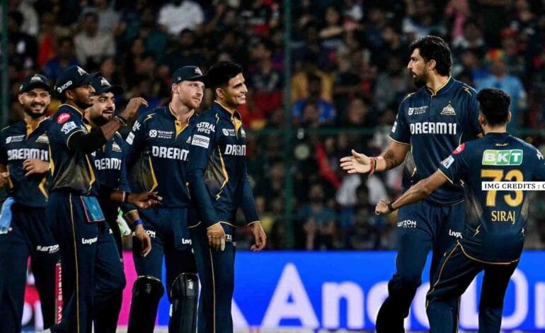 Gujarat Titans celebrate a dominant victory over Royal Challengers Bengaluru, handing them their first loss of IPL 2025.