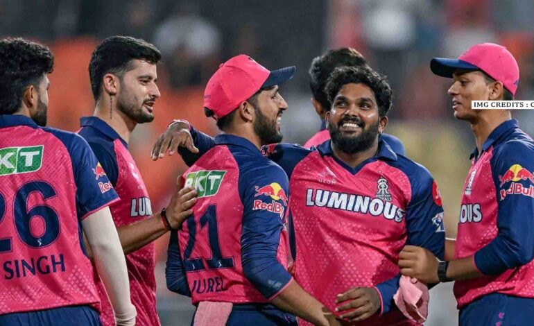 Rajasthan Royals players celebrate a wicket in the IPL 2025 match