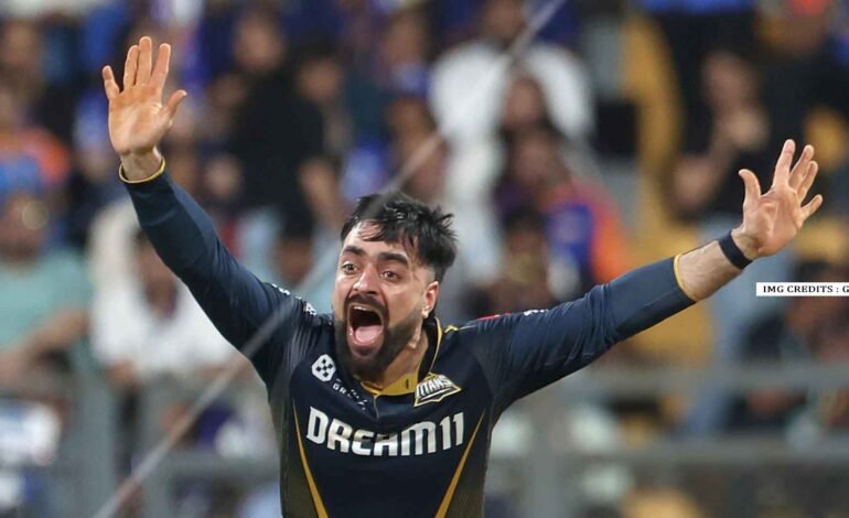 Rashid Khan during an MLC match for MI New York in 2024.