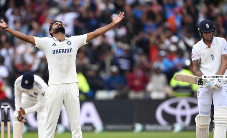 Akash Deep celebrating a wicket on Day 5 of the India vs England Test at Edgbaston