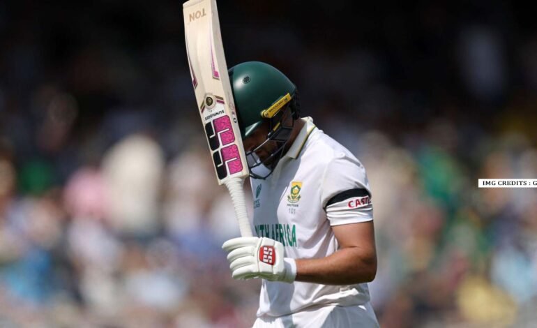 Wiaan Mulder celebrates his triple century during the South Africa vs Zimbabwe Test match
