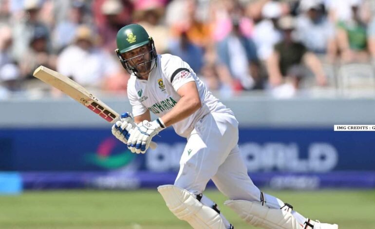 Wiaan Mulder celebrates his triple century during South Africa’s Test vs Zimbabwe