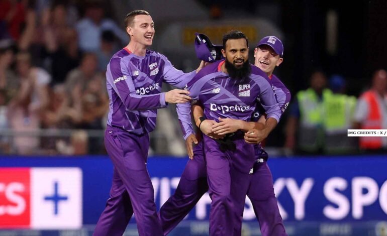 Adil Rashid bowling for Northern Superchargers in The Hundred 2025 match against Birmingham Phoenix