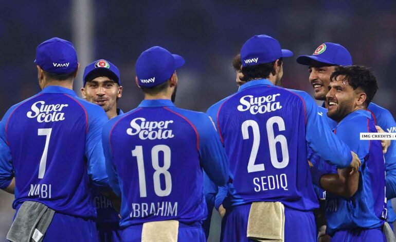 Afghanistan players celebrate wicket in Afghanistan vs Pakistan T20I match