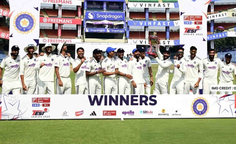 KL Rahul leads India to victory over West Indies in the second Test, sealing a 2-0 series win.