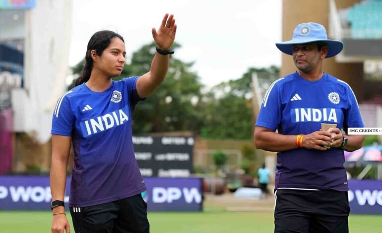 India and Bangladesh women warming up before their World Cup clash in Navi Mumbai.