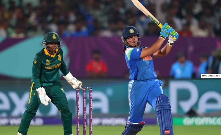 Richa Ghosh celebrates after scoring a match-saving 94 runs in the India Women vs South Africa ODI, leading India’s comeback from 102 for 6 to a total of 251 with powerful hitting and calm under pressure.