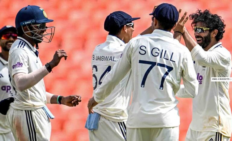 Ravindra Jadeja celebrates his century during India vs West Indies Test 2025 in Ahmedabad