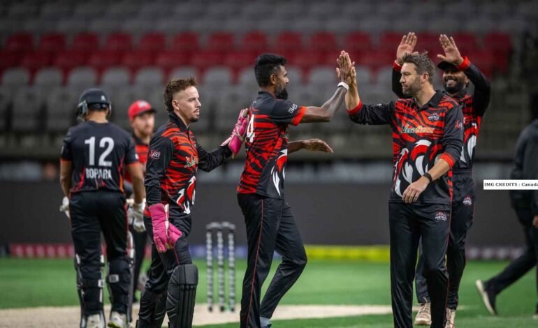 Montreal Royal Tigers celebrate victory over Mississauga Masters in Canada Super60 2025 match at Vancouver